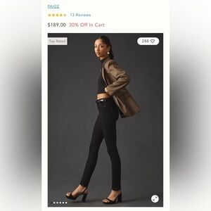 PAIGE Black Hoxton Ankle Skinny Women's Jeans size 28